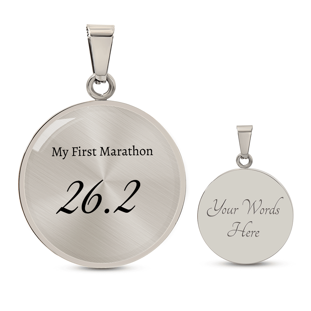 Personalized My First 26.2 Marathon Pendant - Luxury Necklace (Silver) - Sloth & Duck