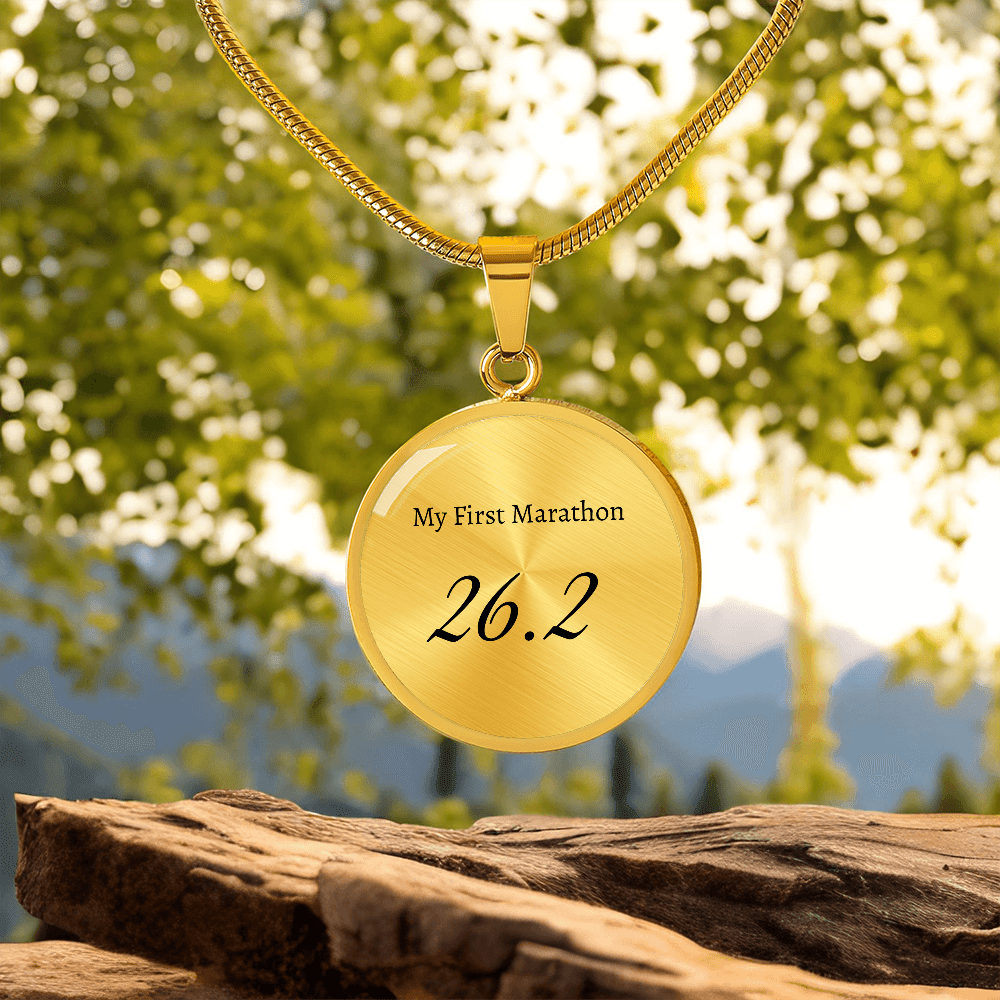 Personalized My First 26.2 Marathon Pendant - Luxury Necklace (Gold) - Sloth & Duck