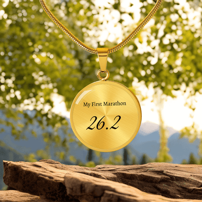 Personalized My First 26.2 Marathon Pendant - Luxury Necklace (Gold) - Sloth & Duck