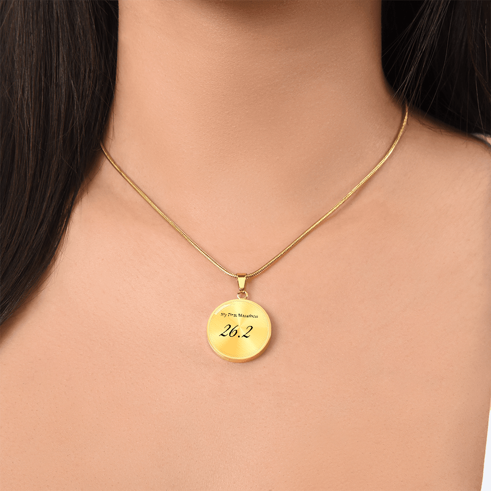 Personalized My First 26.2 Marathon Pendant - Luxury Necklace (Gold) - Sloth & Duck
