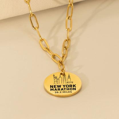 Personalized New York Marathon Skyline Necklace 26.2 Miles - Without back engraving - Sloth & Duck