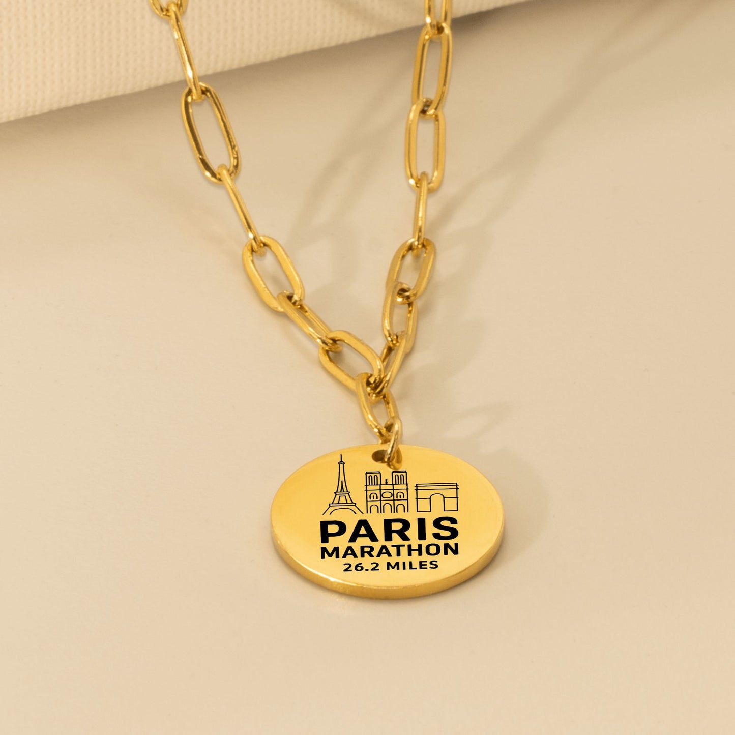 Personalized Paris Marathon Skyline Necklace 26.2 Miles - Without back engraving - Sloth & Duck