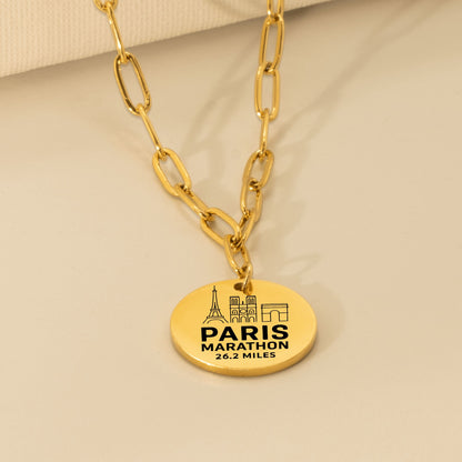 Personalized Paris Marathon Skyline Necklace 26.2 Miles - Without back engraving - Sloth & Duck