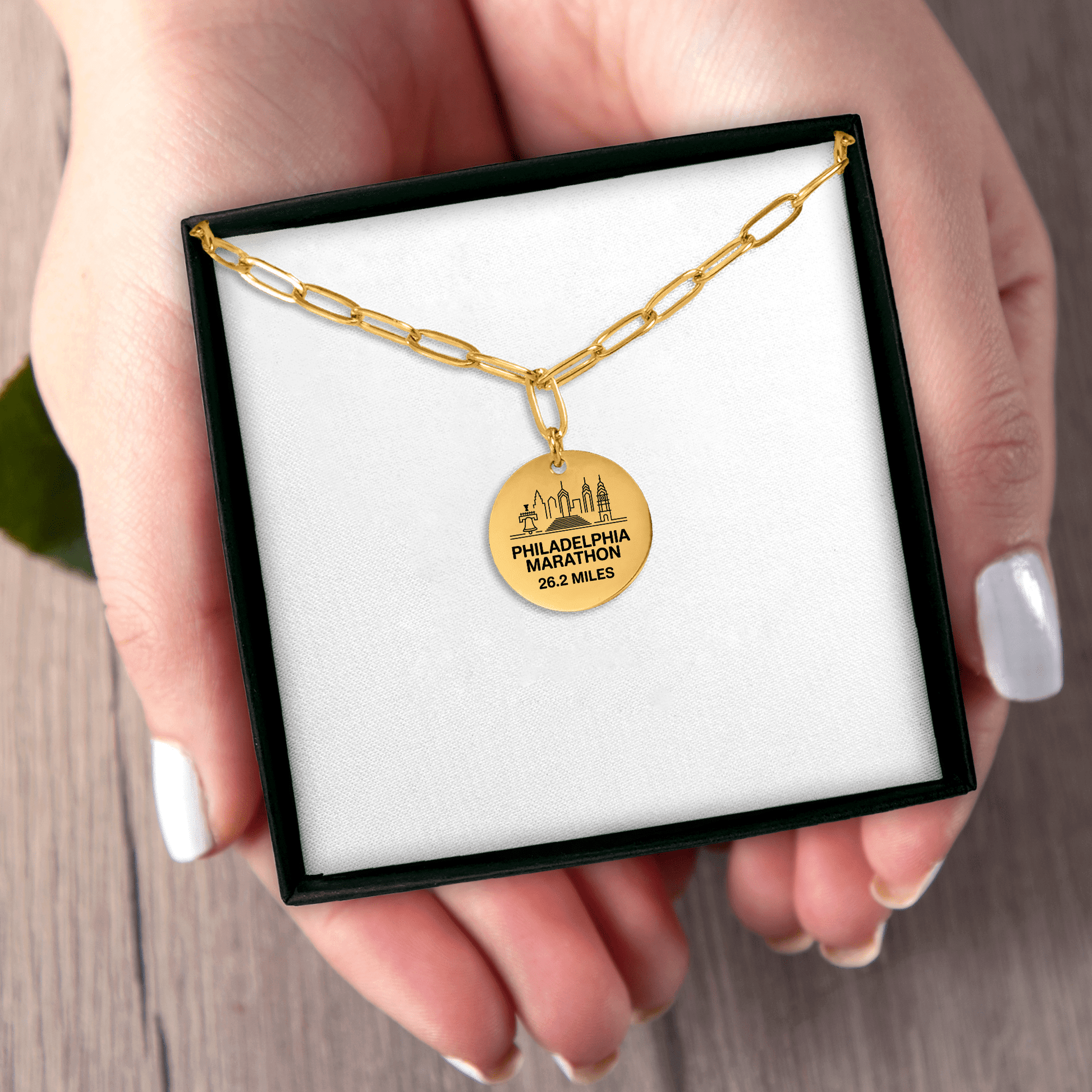 Personalized Philadelphia Marathon Skyline Necklace 26.2 Miles - Without back engraving - Sloth & Duck