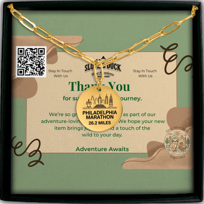 Personalized Philadelphia Marathon Skyline Necklace 26.2 Miles - Without back engraving - Sloth & Duck