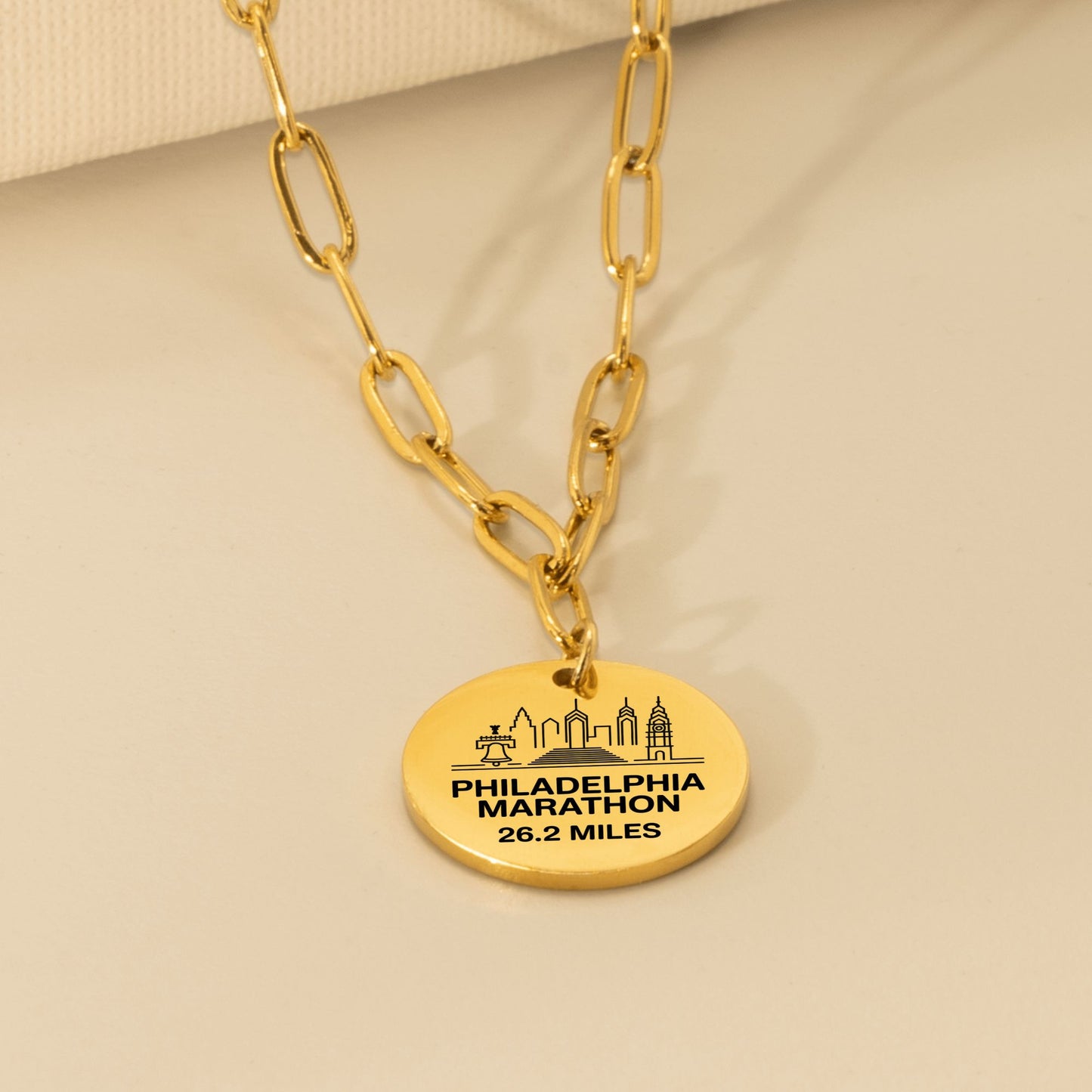 Personalized Philadelphia Marathon Skyline Necklace 26.2 Miles - Without back engraving - Sloth & Duck