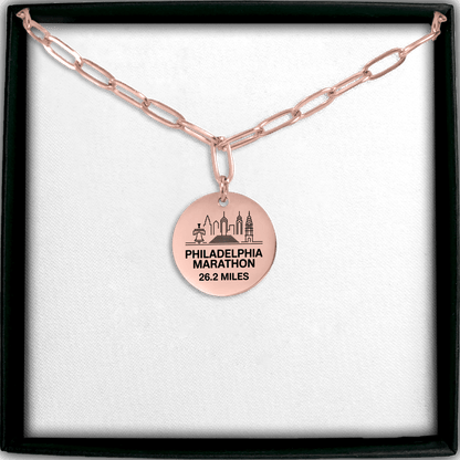 Personalized Philadelphia Marathon Skyline Necklace 26.2 Miles - Without back engraving - Sloth & Duck