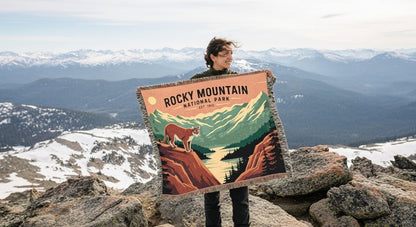 Personalized "Rocky Mountain National Park" Woven Blanket - Artwork - Sloth & Duck