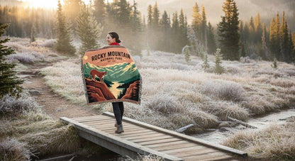 Personalized "Rocky Mountain National Park" Woven Blanket - Artwork - Sloth & Duck