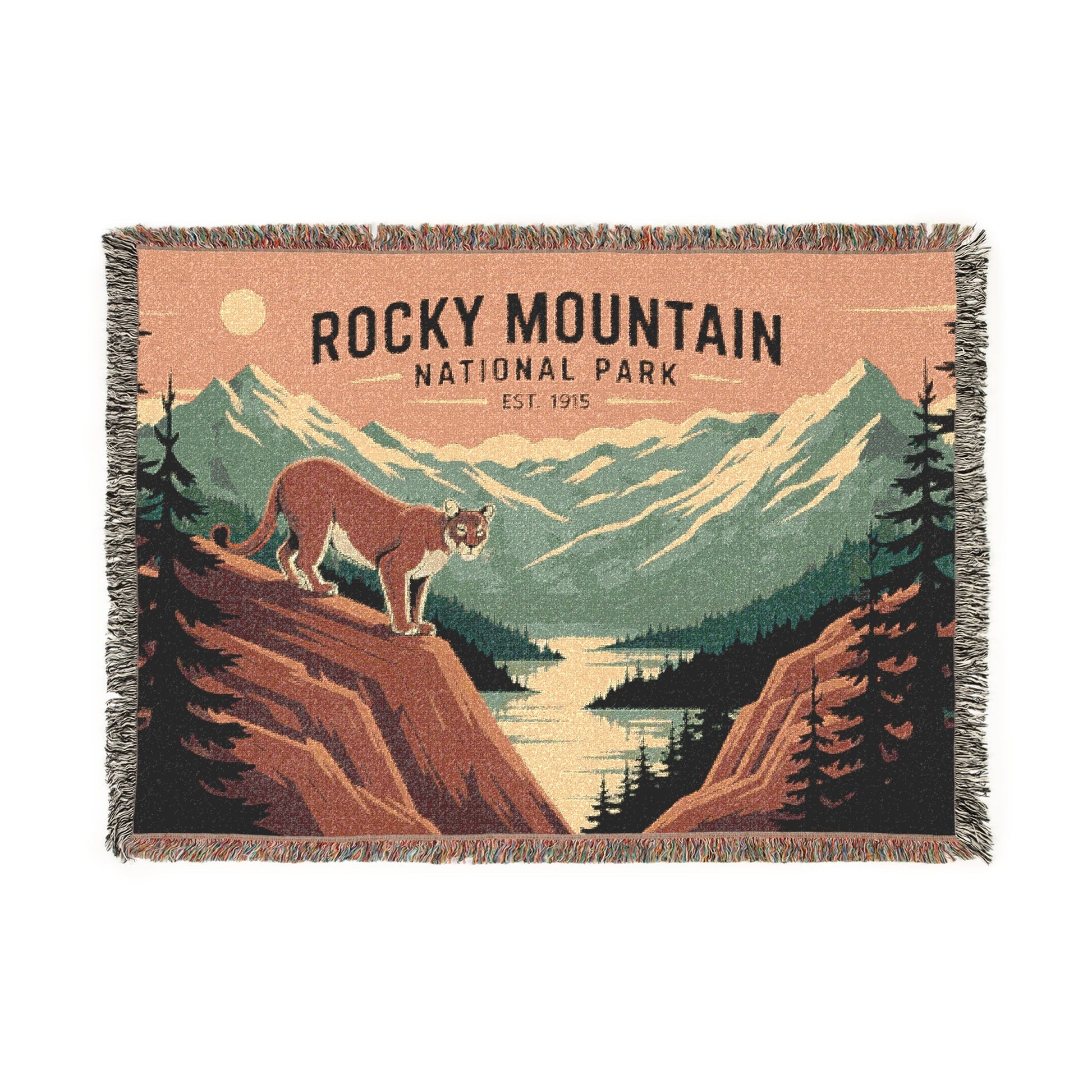 Personalized "Rocky Mountain National Park" Woven Blanket - Artwork - Sloth & Duck