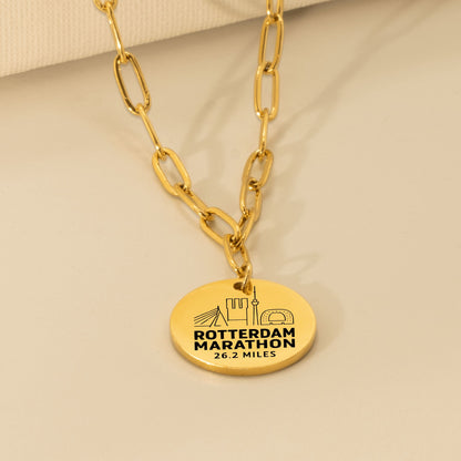 Personalized Rotterdam Marathon Skyline Necklace 26.2 Miles - Without back engraving - Sloth & Duck