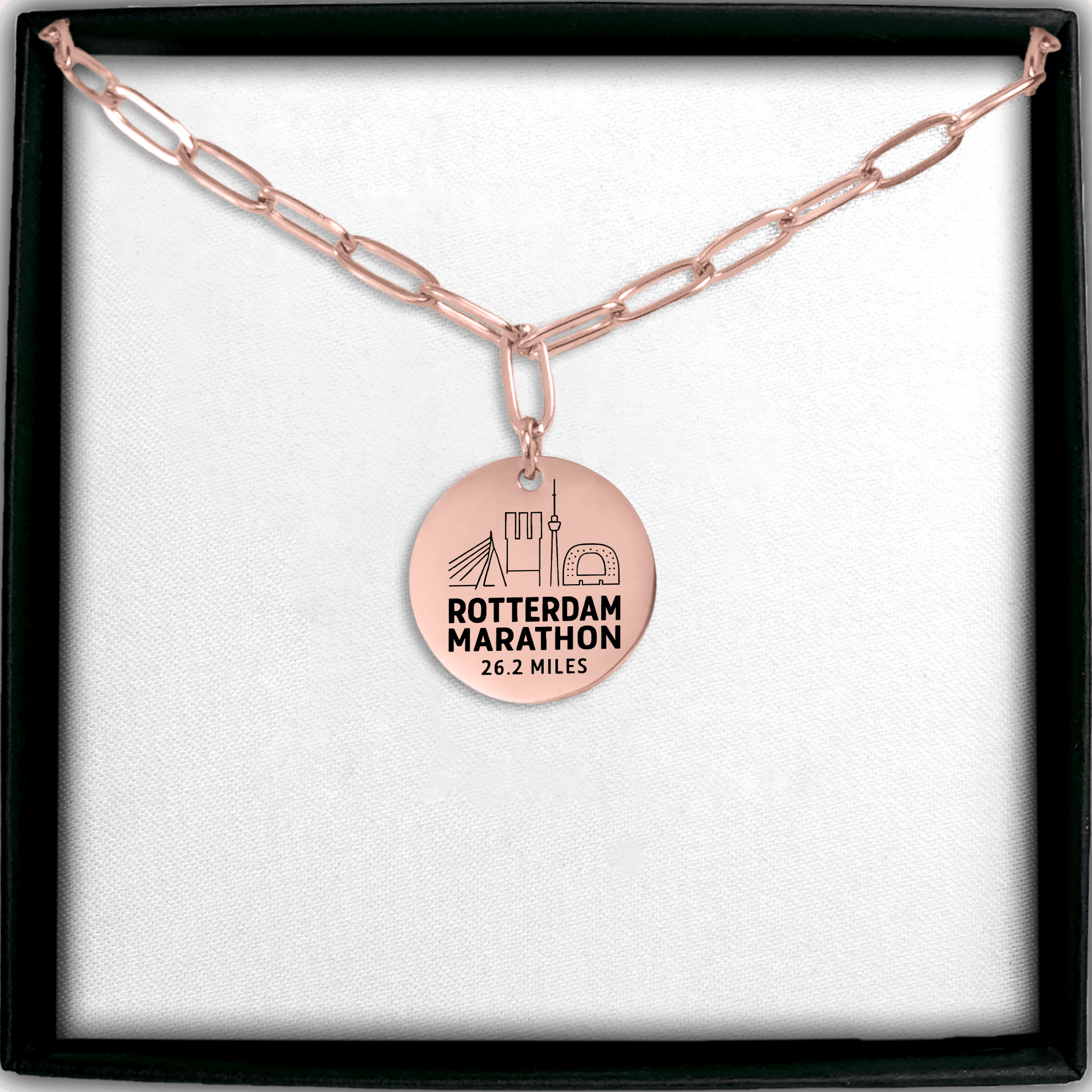 Personalized Rotterdam Marathon Skyline Necklace 26.2 Miles - Without back engraving - Sloth & Duck