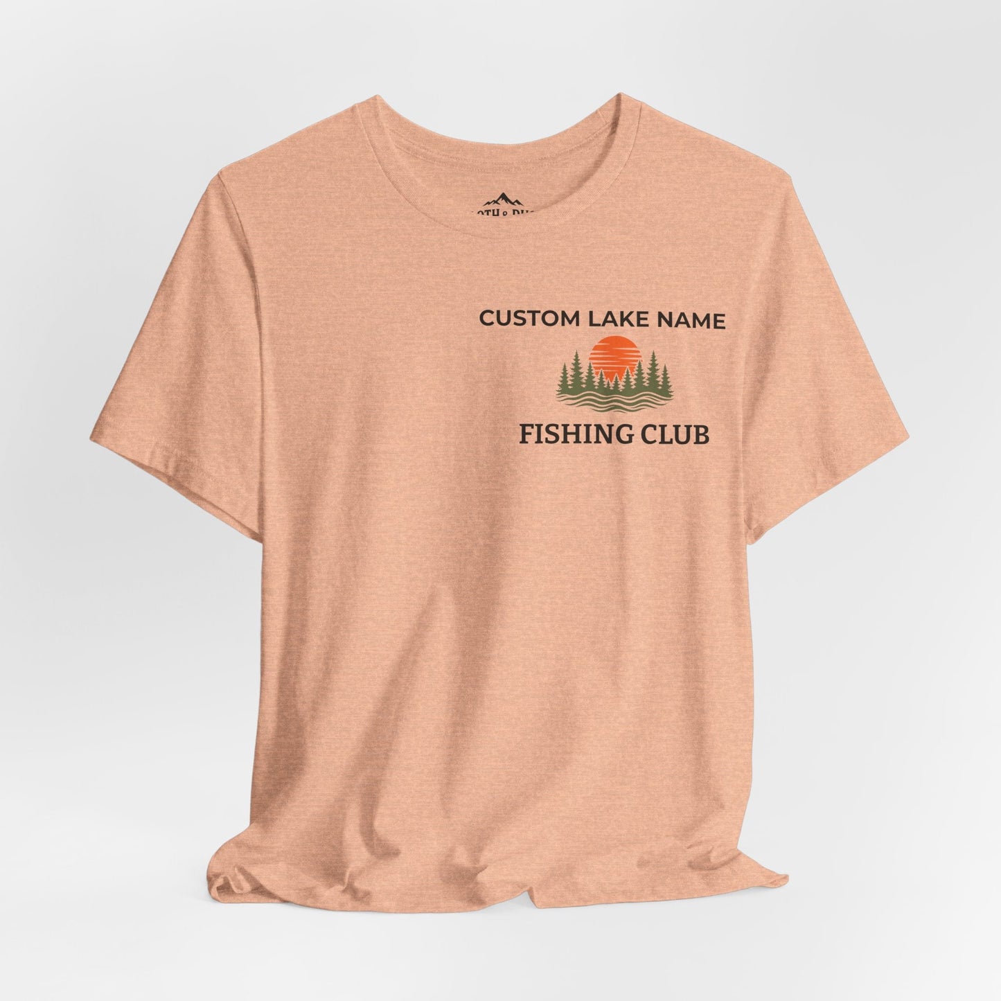 Personalized Smallmouth Bass Fishing Club T-Shirt - Heather Peach - Sloth & Duck