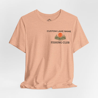 Personalized Smallmouth Bass Fishing Club T-Shirt - Heather Peach - Sloth & Duck