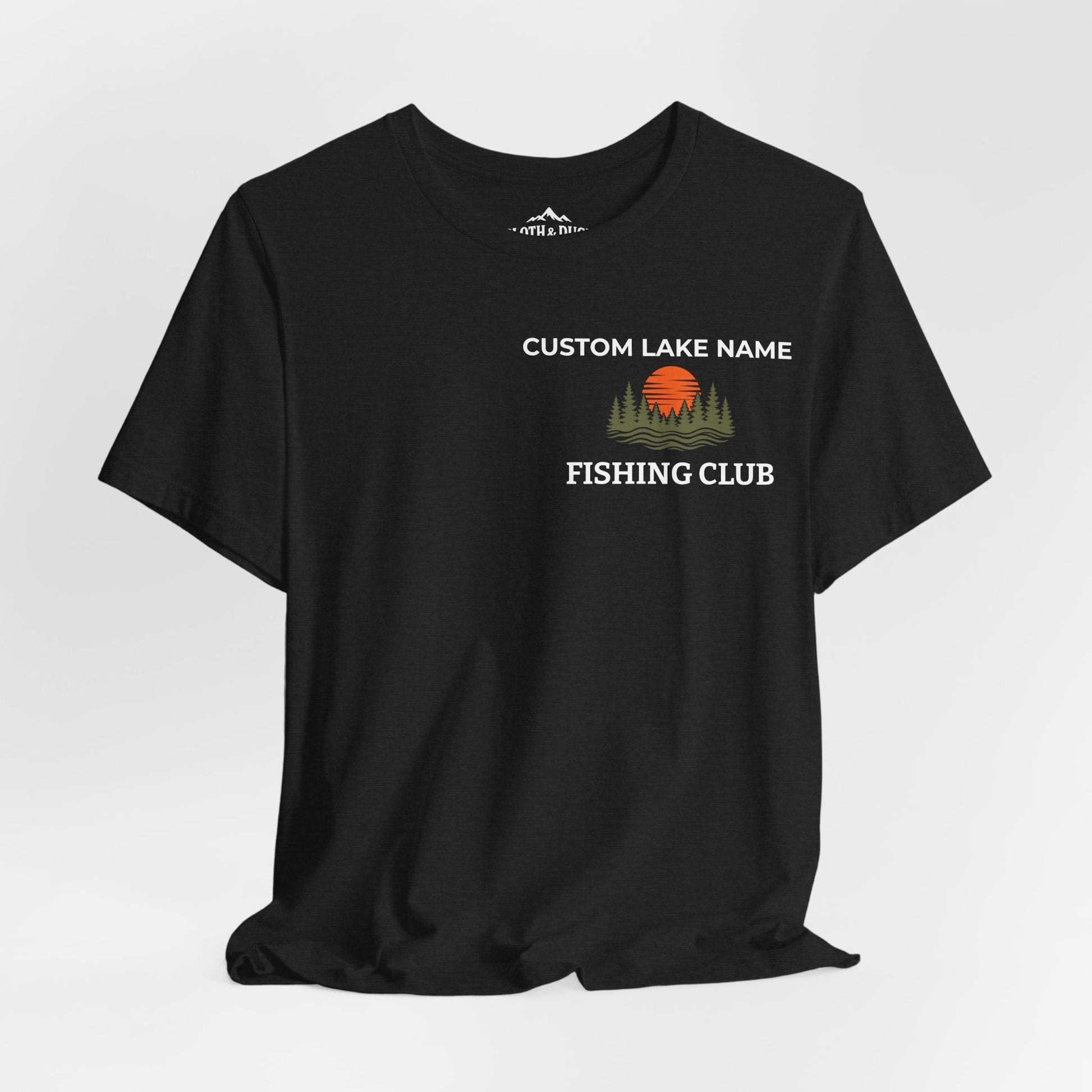 Personalized Smallmouth Bass Fishing Club T-Shirt - Solid Black Blend - Sloth & Duck