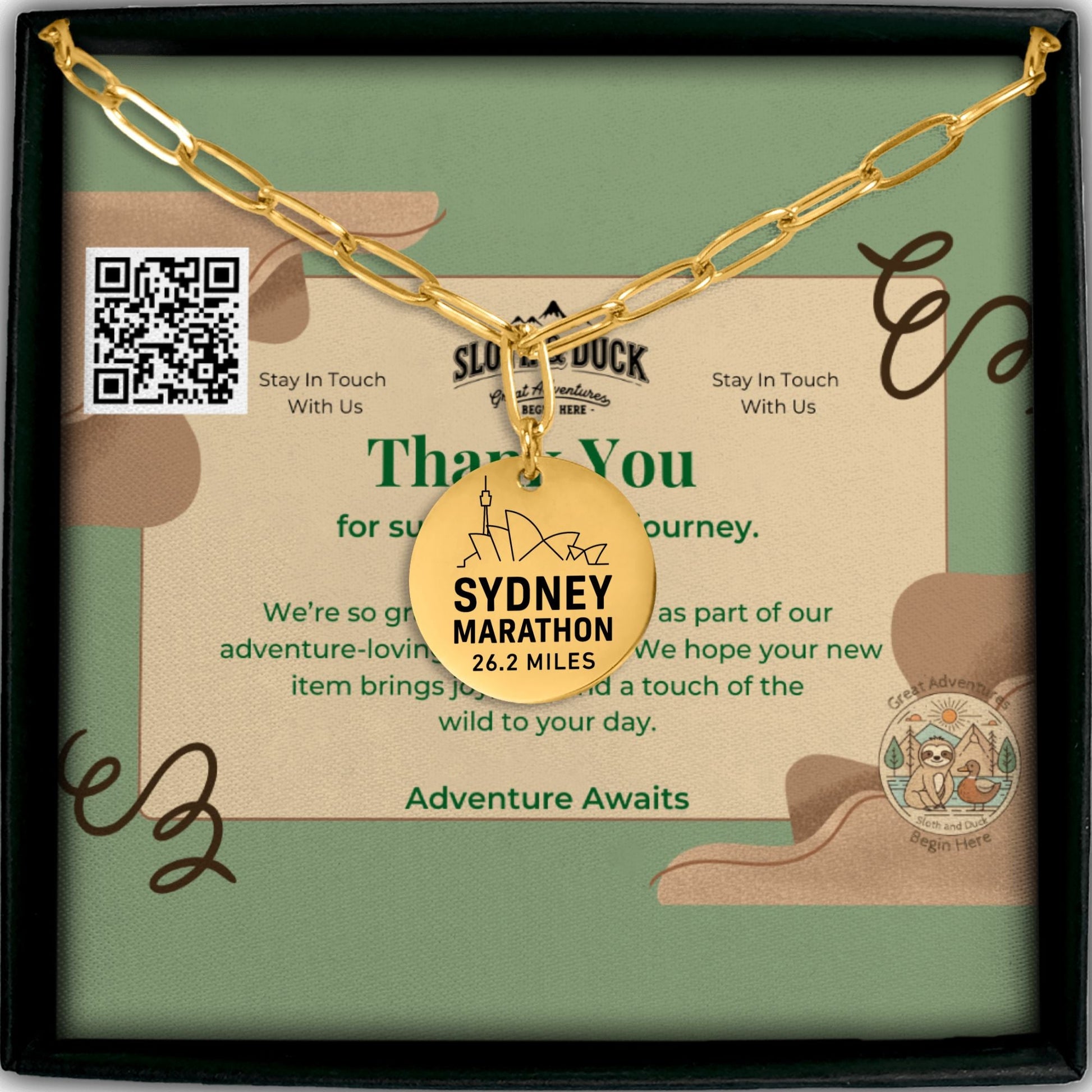 Personalized Sydney Marathon Skyline Necklace 26.2 Miles - Without back engraving - Sloth & Duck