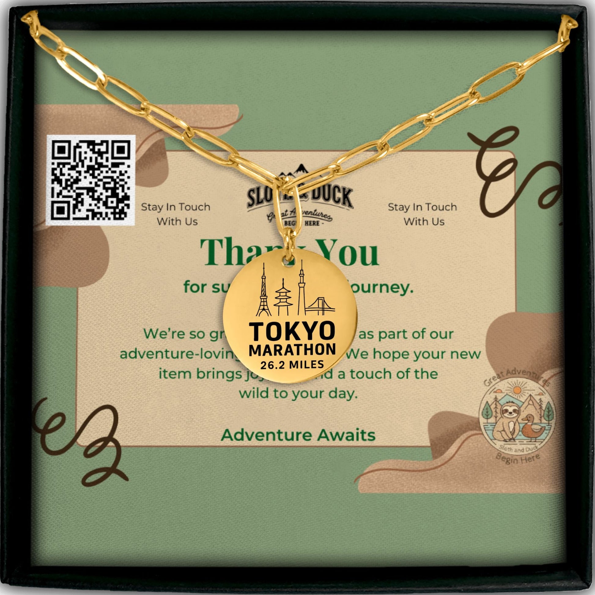 Personalized Tokyo Marathon Skyline Necklace 26.2 Miles - Without back engraving - Sloth & Duck