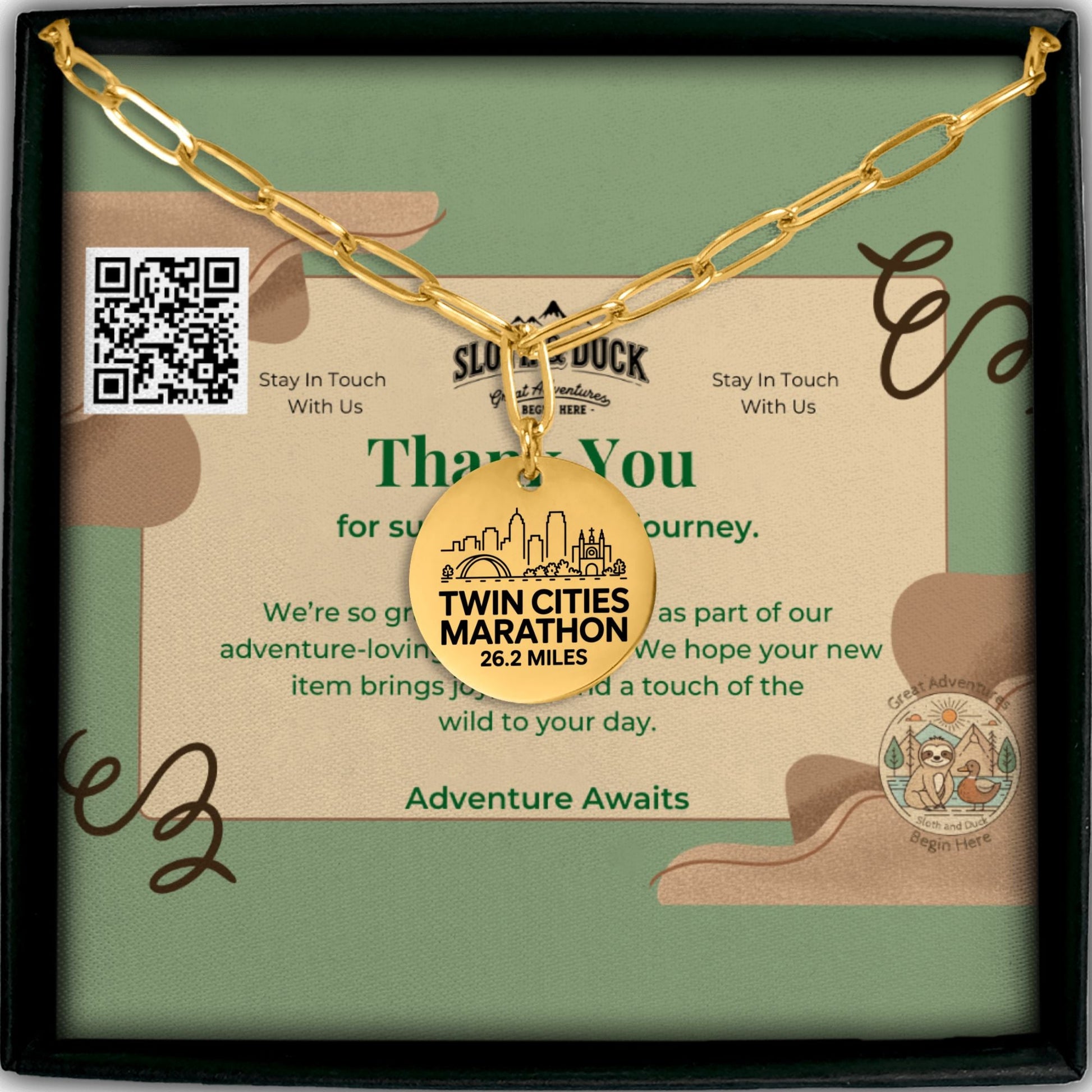 Personalized Twin Cities Marathon Skyline Necklace 26.2 Miles - Without back engraving - Sloth & Duck