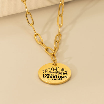 Personalized Twin Cities Marathon Skyline Necklace 26.2 Miles - Without back engraving - Sloth & Duck