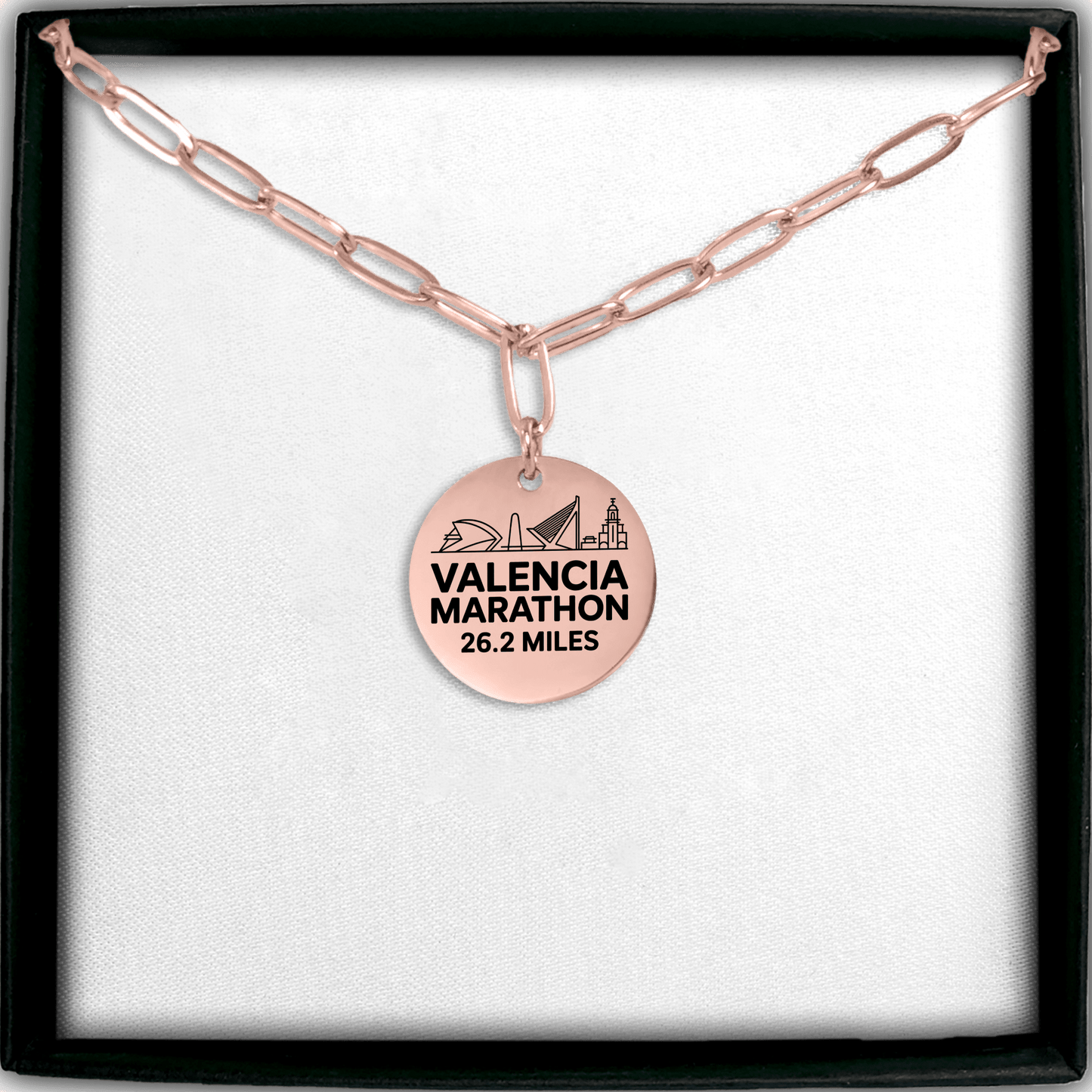 Personalized Valencia Marathon Skyline Necklace 26.2 Miles - Without back engraving - Sloth & Duck