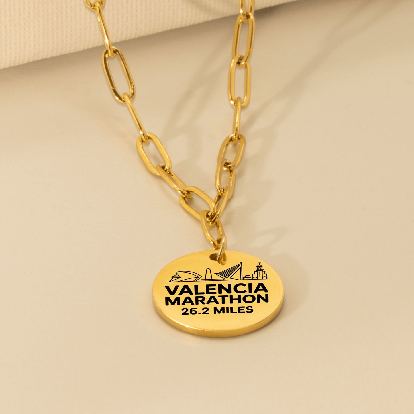 Personalized Valencia Marathon Skyline Necklace 26.2 Miles - Without back engraving - Sloth & Duck