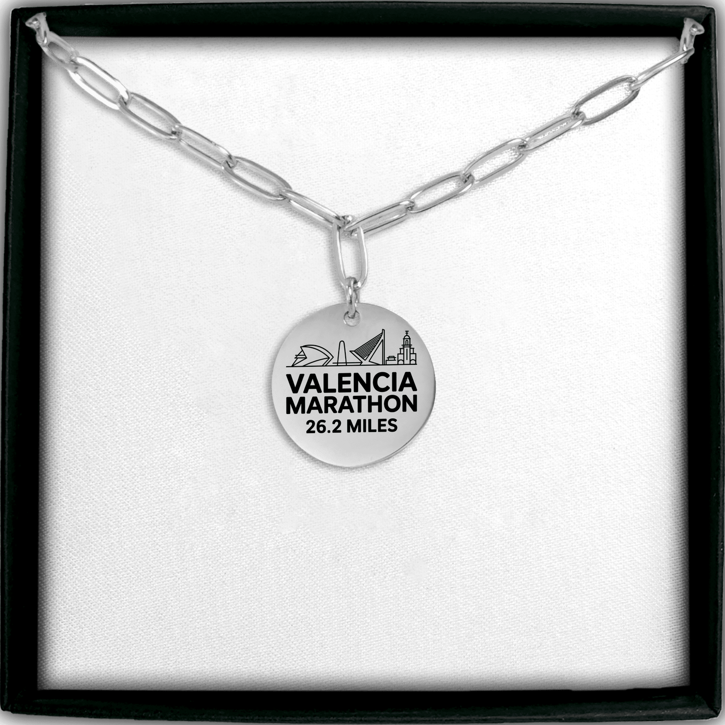 Personalized Valencia Marathon Skyline Necklace 26.2 Miles - Without back engraving - Sloth & Duck