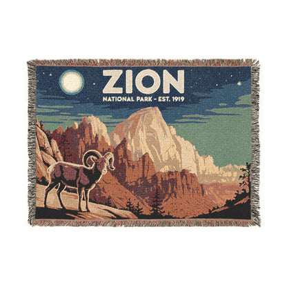 Personalized "Zion National Park" Woven Blanket - Artwork - Sloth & Duck