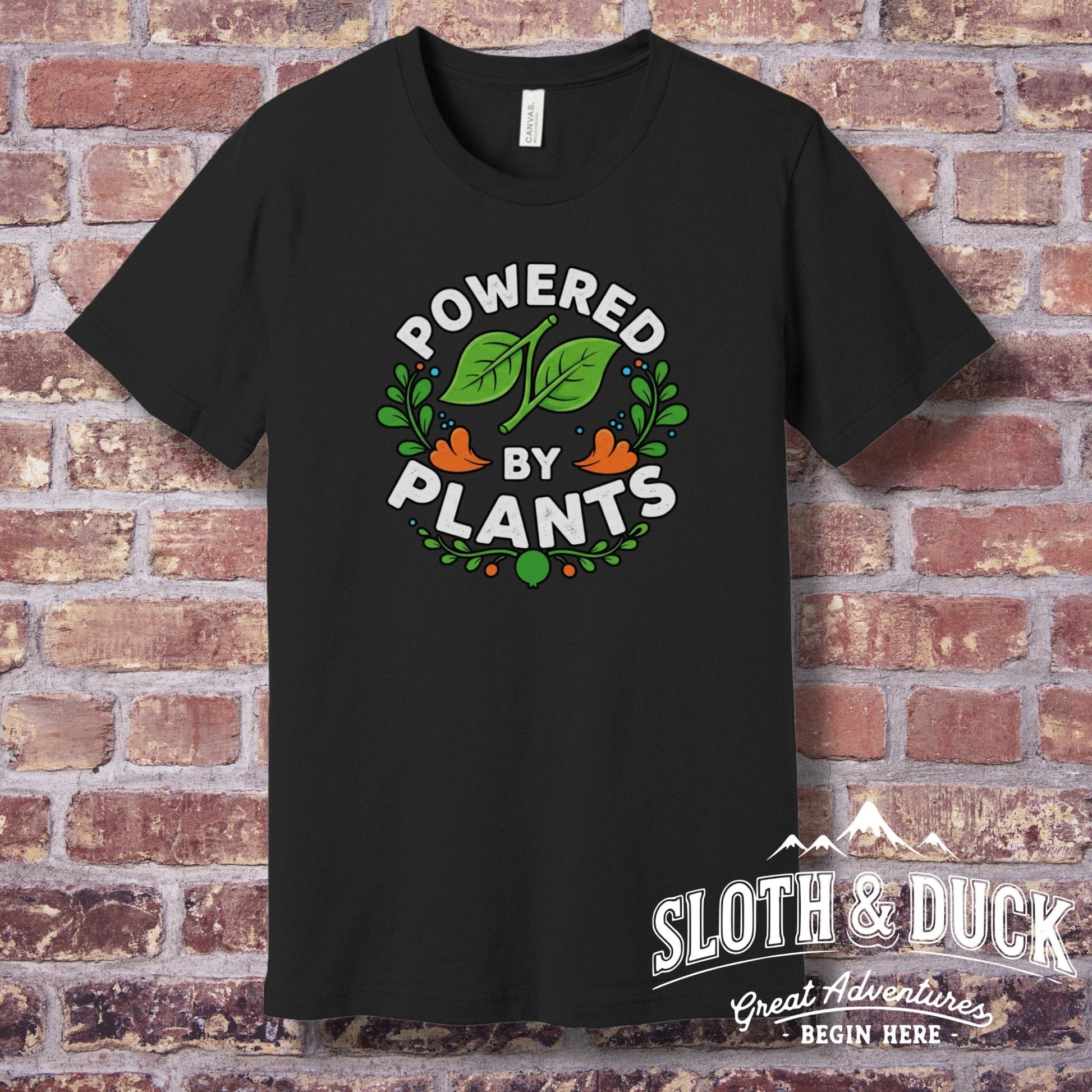 "Powered by Plants" Vegan T-Shirt - T-Shirt Light - Sloth & Duck