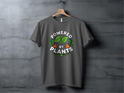 "Powered by Plants" Vegan T-Shirt - T-Shirt Dark - Sloth & Duck
