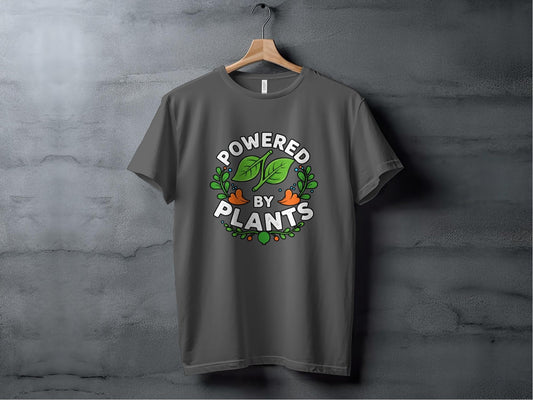 "Powered by Plants" Vegan T-Shirt - T-Shirt Dark - Sloth & Duck