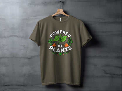 "Powered by Plants" Vegan T-Shirt - T-Shirt Dark - Sloth & Duck