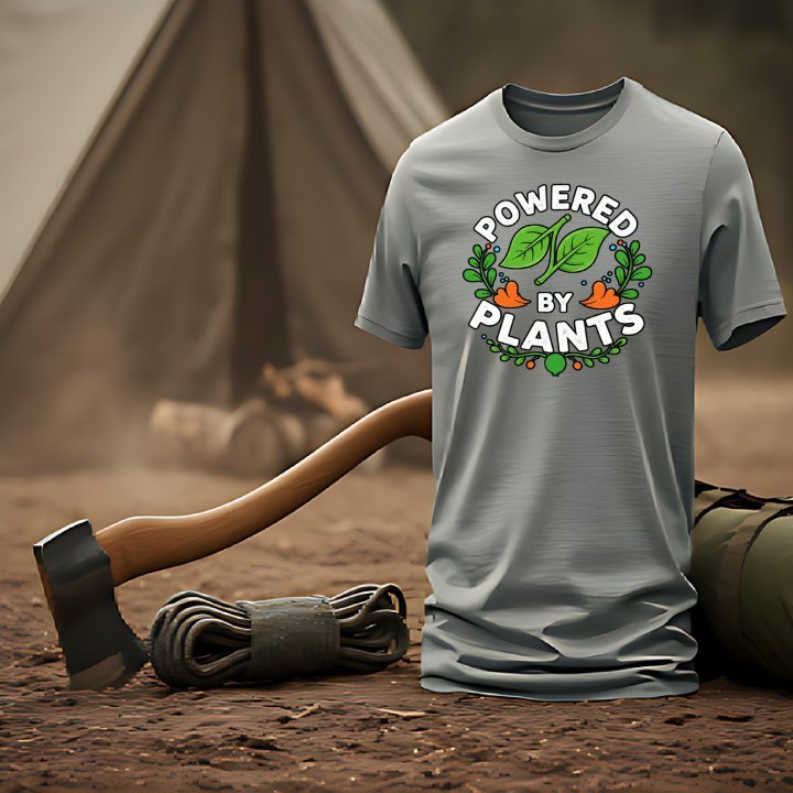 "Powered by Plants" Vegan T-Shirt - T-Shirt Light - Sloth & Duck