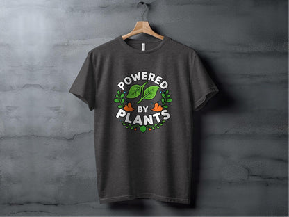 "Powered by Plants" Vegan T-Shirt - T-Shirt Dark - Sloth & Duck