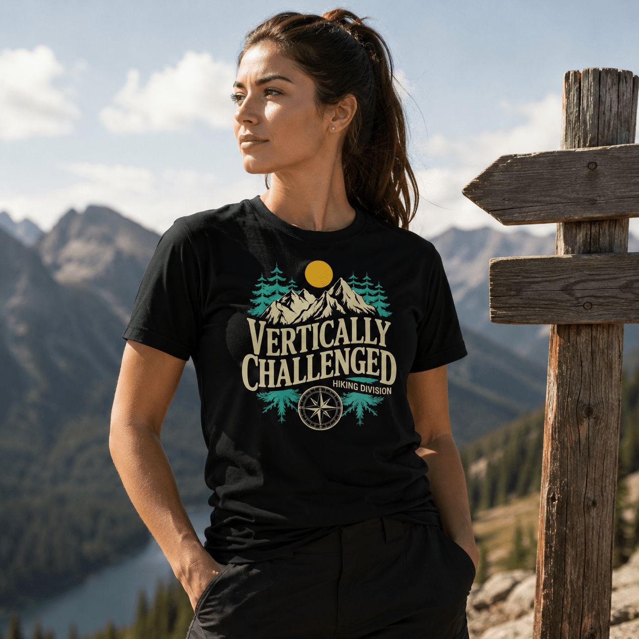 Premium 'Vertically Challenged' Hiking Tee - S - Sloth & Duck