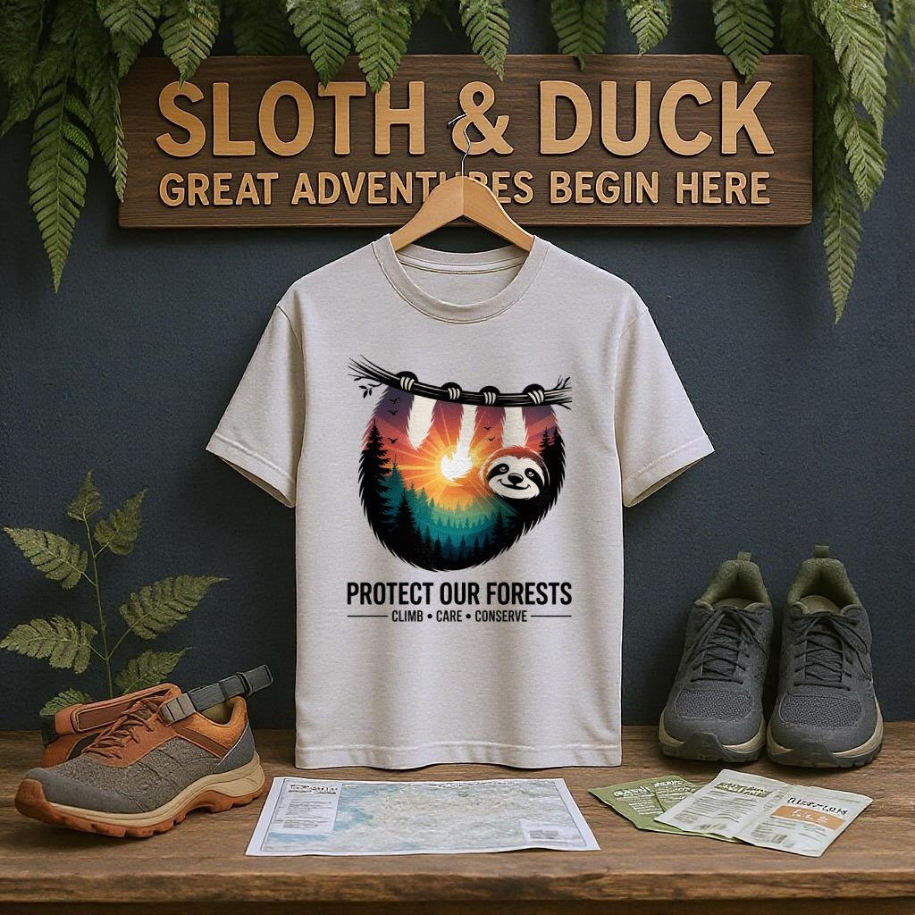 "Protect Our Forests" Sloth T-Shirt - XS - Sloth & Duck