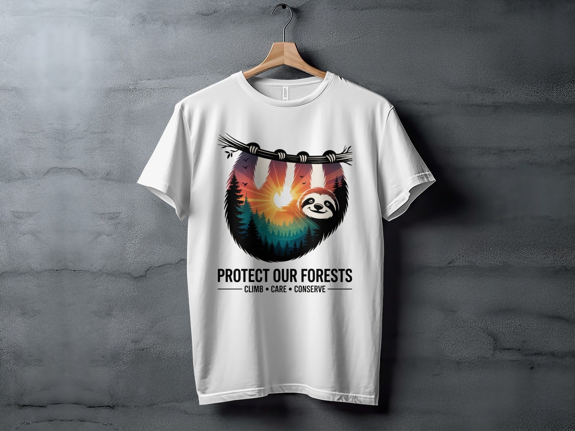 "Protect Our Forests" Sloth T-Shirt - XS - Sloth & Duck