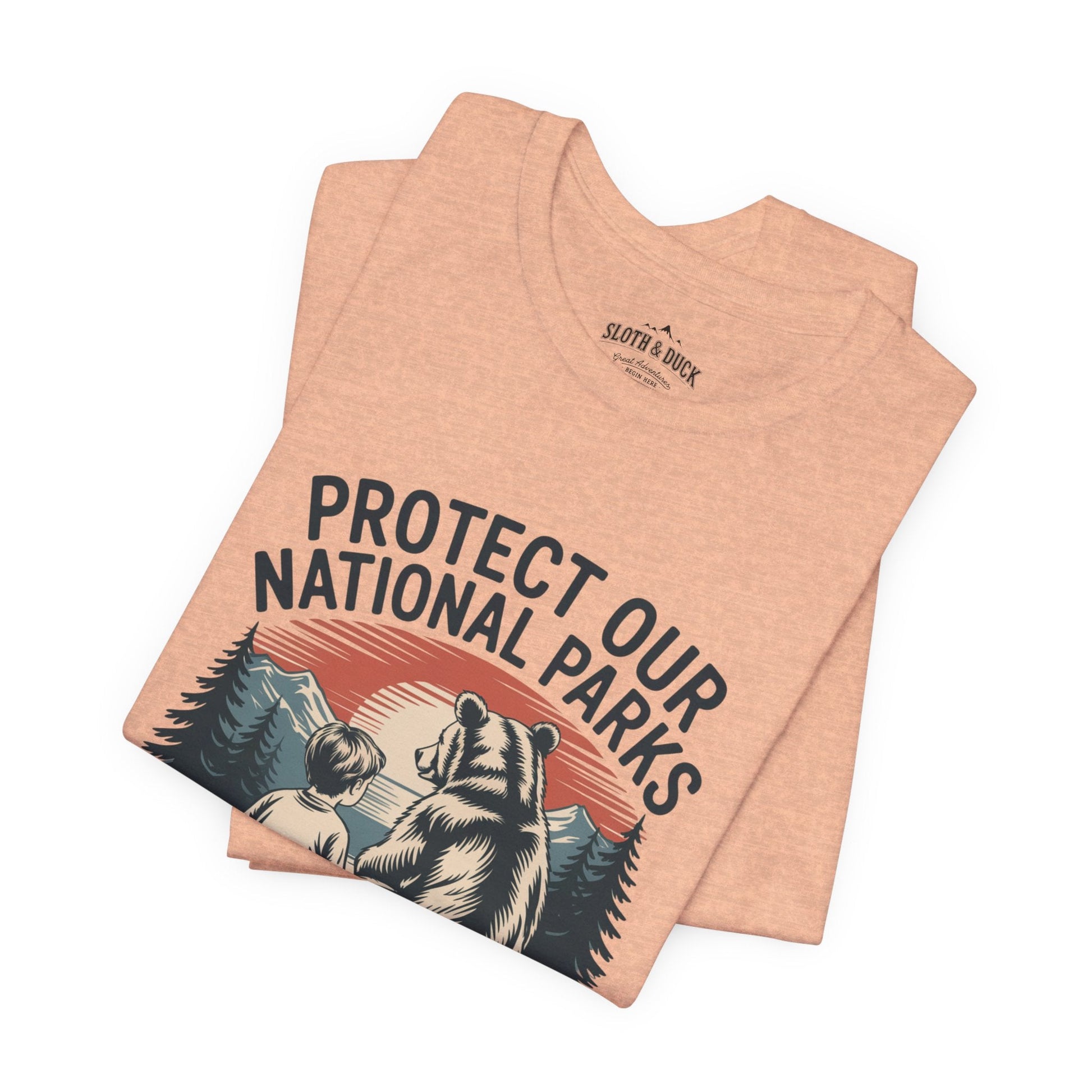"Protect Our National Parks" T-Shirt - Heather Peach - Sloth & Duck