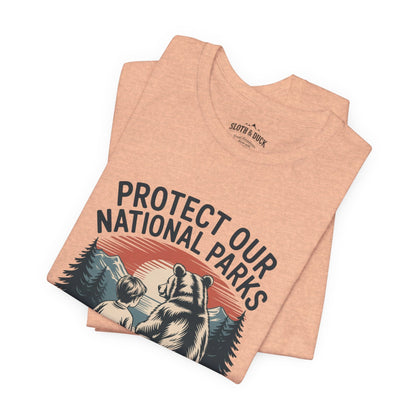 "Protect Our National Parks" T-Shirt - Heather Peach - Sloth & Duck