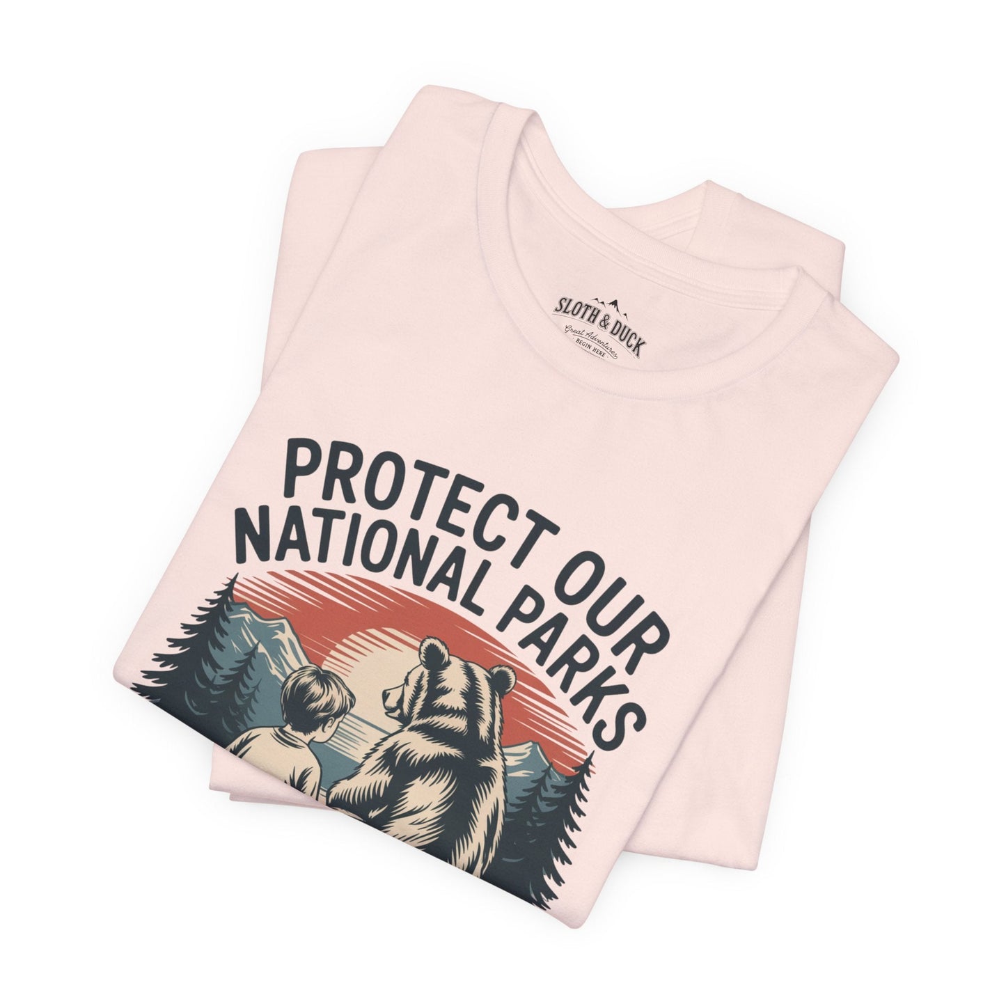 "Protect Our National Parks" T-Shirt - Soft Pink - Sloth & Duck