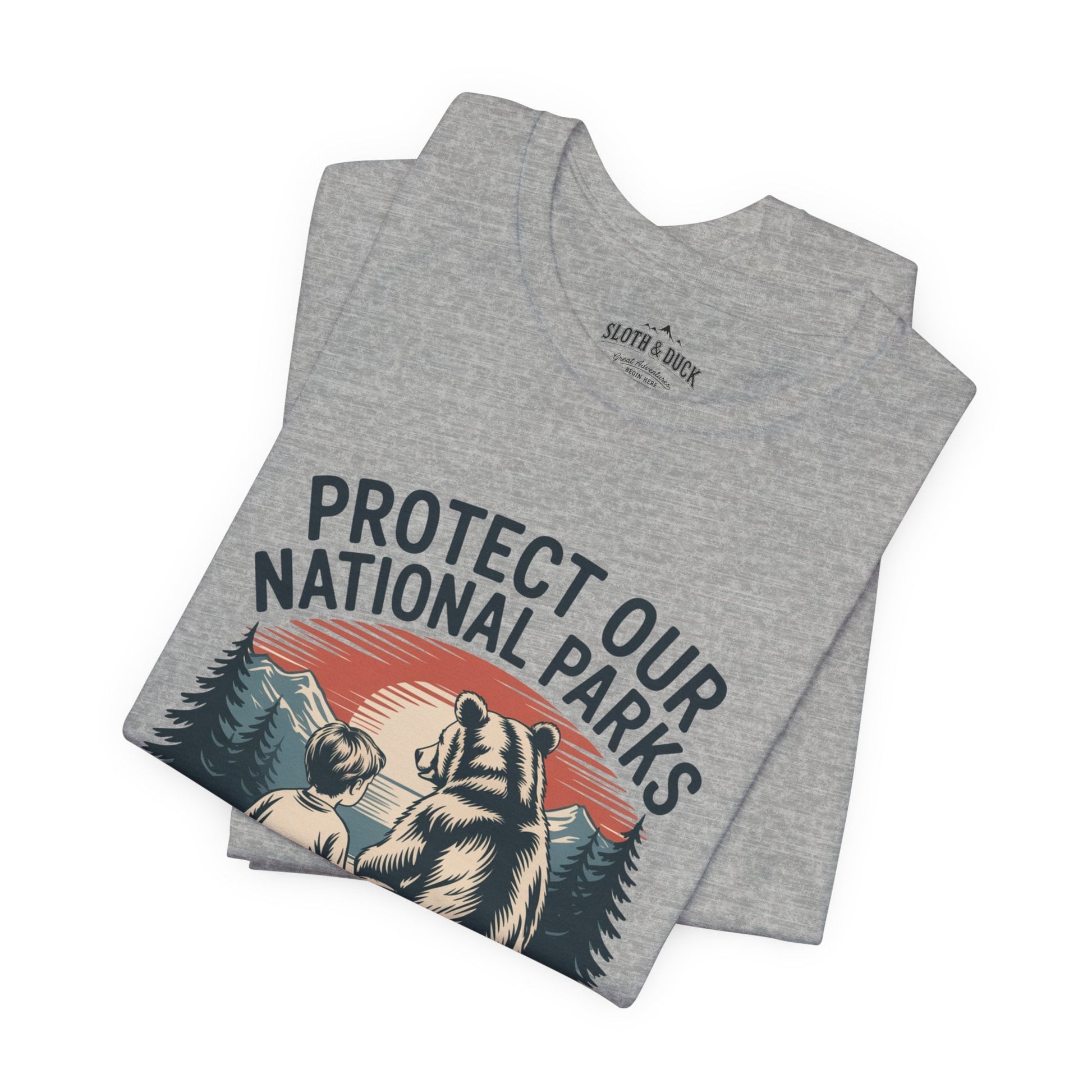 "Protect Our National Parks" T-Shirt - Athletic Heather - Sloth & Duck