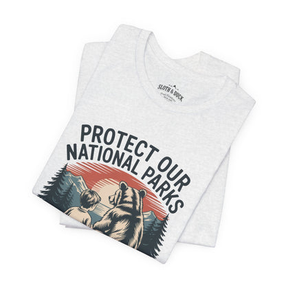 "Protect Our National Parks" T-Shirt - Ash - Sloth & Duck