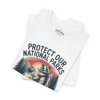 "Protect Our National Parks" T-Shirt - White - Sloth & Duck
