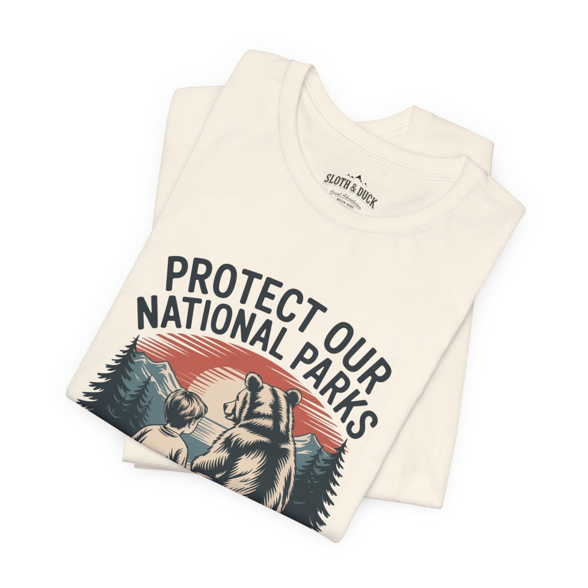 "Protect Our National Parks" T-Shirt - Natural - Sloth & Duck