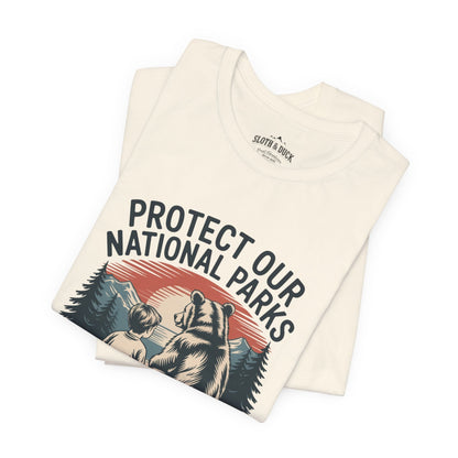 "Protect Our National Parks" T-Shirt - Natural - Sloth & Duck