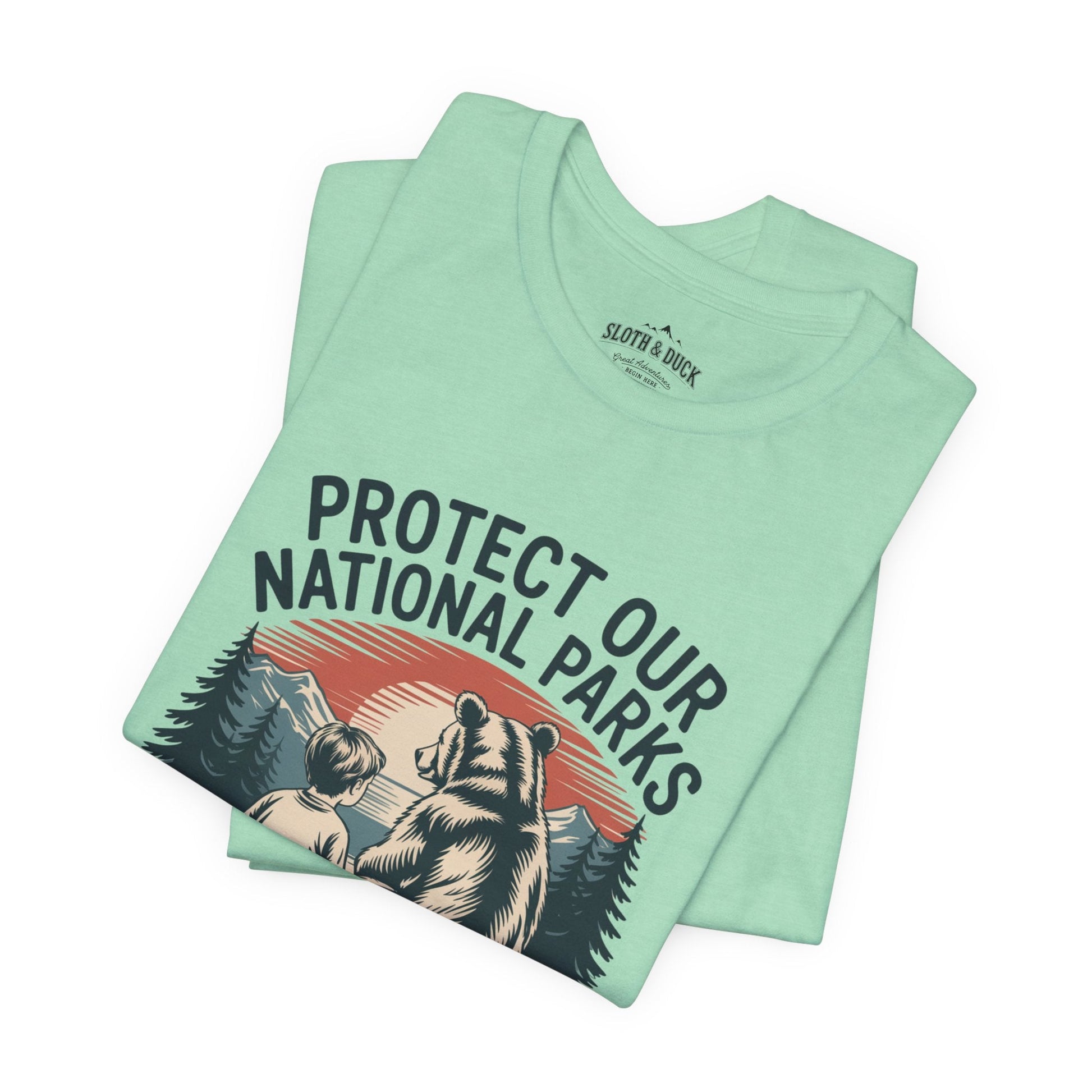"Protect Our National Parks" T-Shirt - Heather Mint - Sloth & Duck