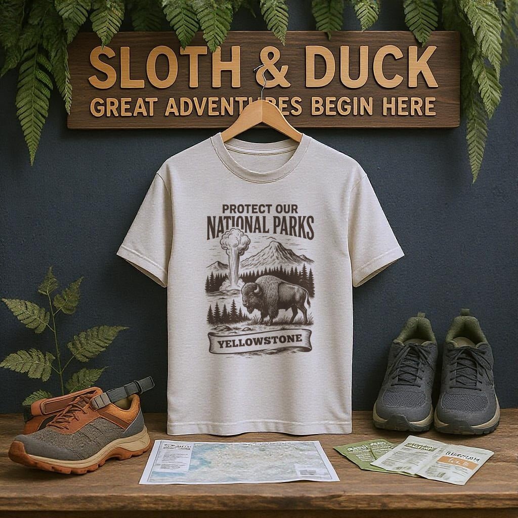 Protect Our National Parks Yellowstone T-Shirt - Adult - XS - Sloth & Duck