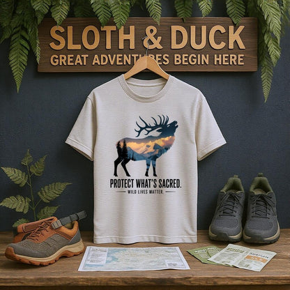 "Protect What's Sacred" Elk T-Shirt - XS - Sloth & Duck