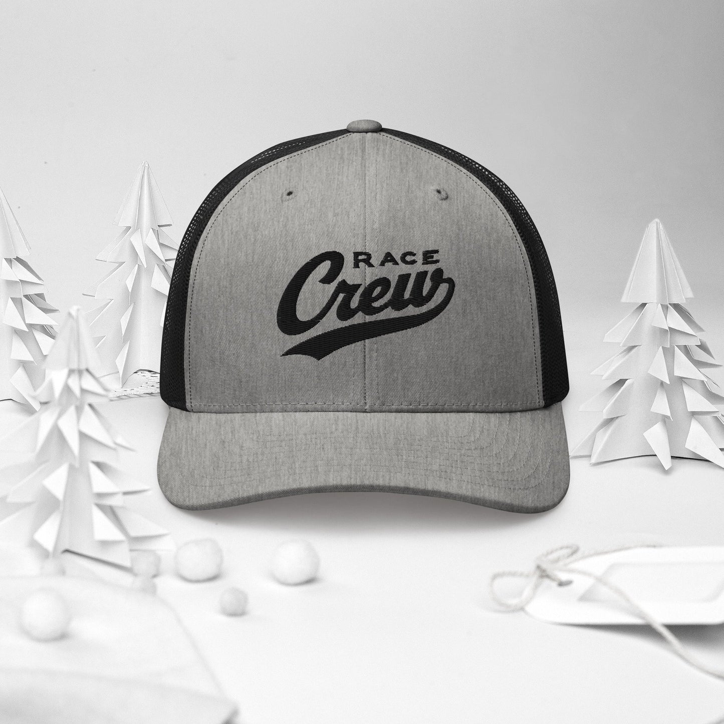 "Race Crew" Embroidered Trucker Cap - Heather/ Black - Sloth & Duck