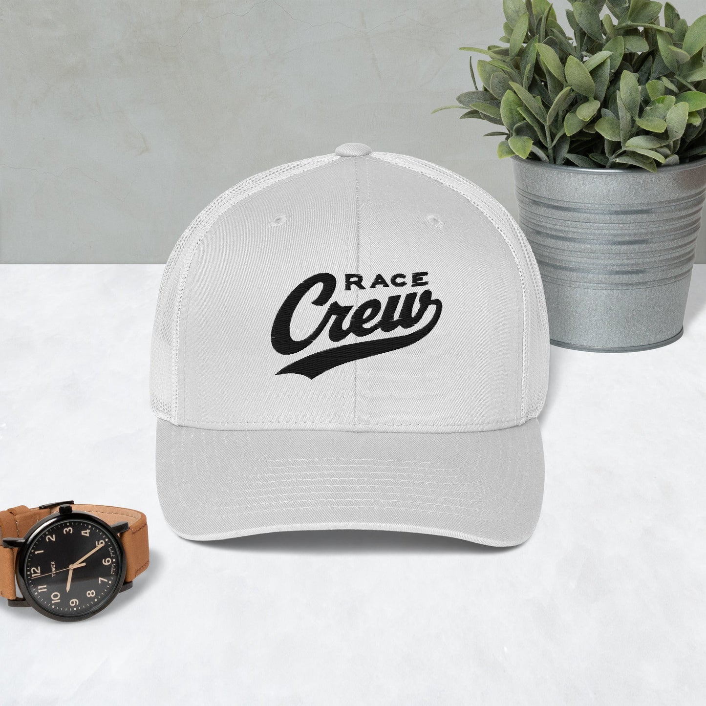 "Race Crew" Embroidered Trucker Cap - Khaki - Sloth & Duck