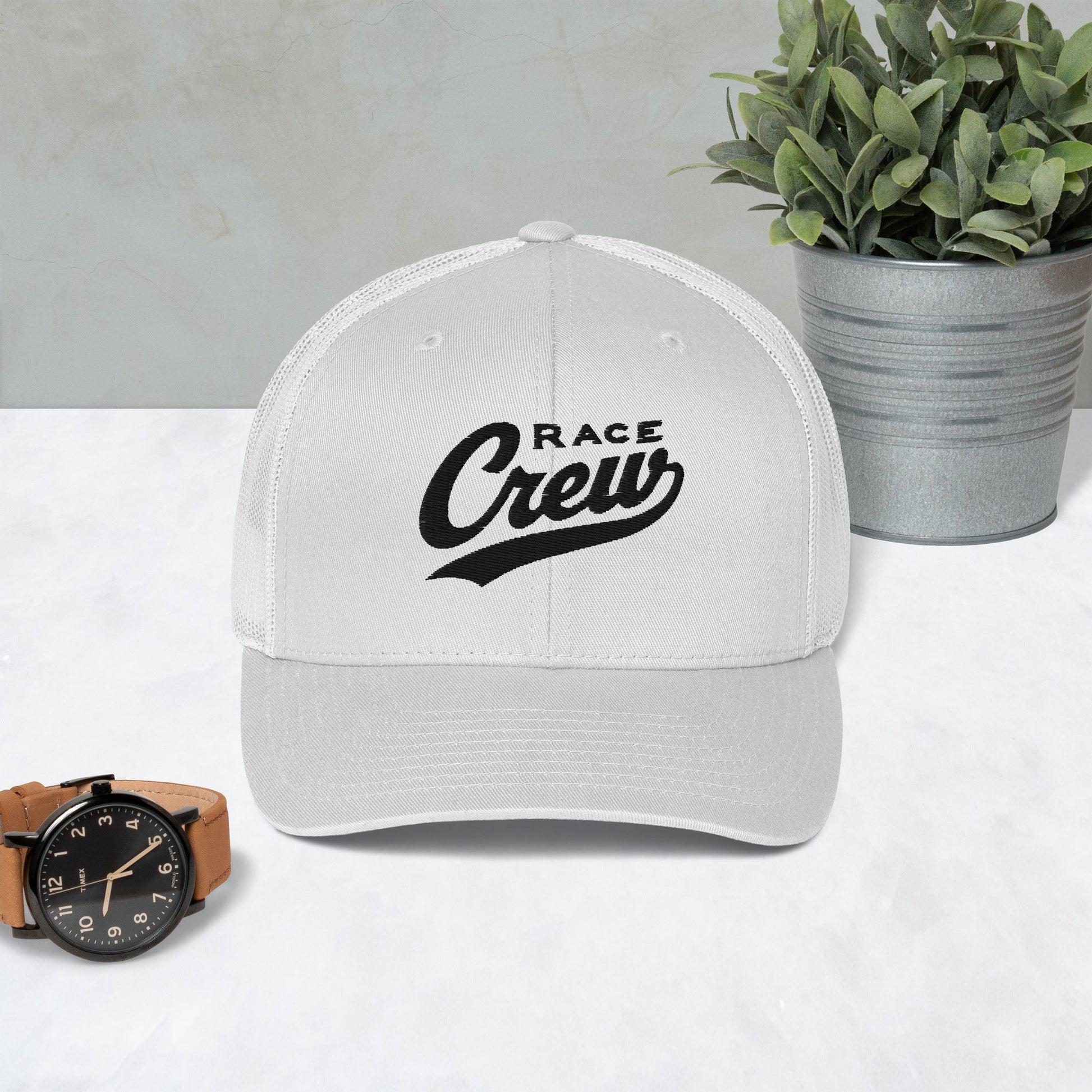 "Race Crew" Embroidered Trucker Cap - Khaki - Sloth & Duck